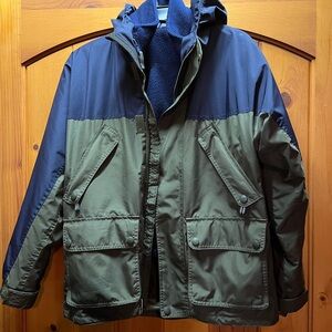 Lands' End Men's Green and Navy Military Jacket